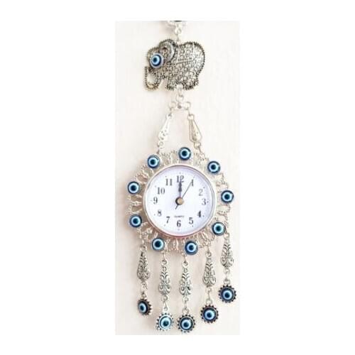 Elephant figured evil eye bead wall clock FREE SHİPPİNG
