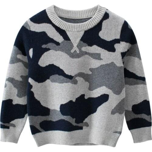 Boys&Girls 2021 New Childrens Sweaters Long Sleeve Camouflage Jacket Tops Autumn Winter Baby Clothes 2-8Years