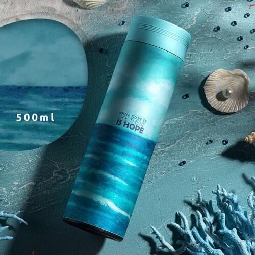 500ml Large Capacity Thermos Mug With Filter Stainless Steel Sports Insulated Vacuum Flask Portable Tumbler Bottle