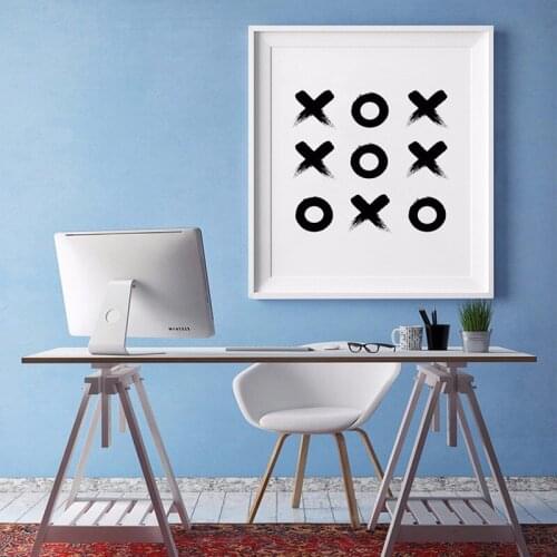 Tic Tac Toe Geometric Print- Scandinavian Poster Minimalist Poster Modern Canvas Art Painting Wall Pictures Home Decor, No Frame