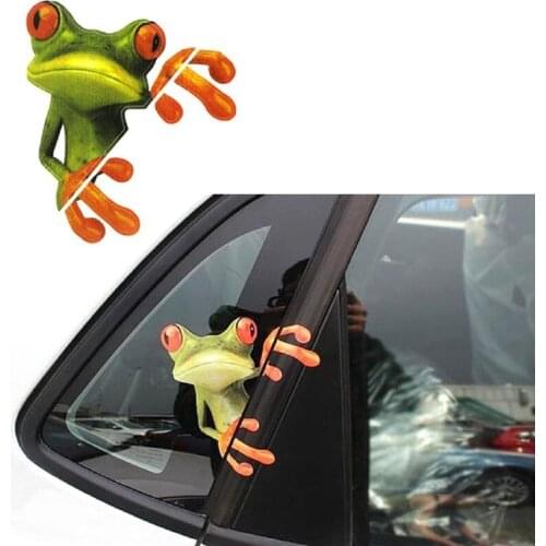 Universal 3D Car Styling Stereo Animal Sticker Funny Cute Green Decal For Car-styling Automobile Window Decoration Accessories