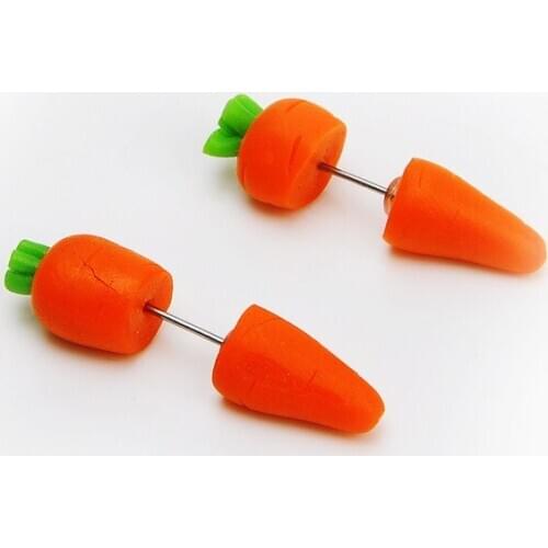 Japanese and Korean Personality Small Fresh Sweet Plant Simple and Lovely Metal Carrot Shape Earrings