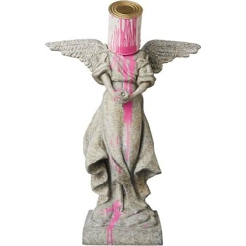 Pour The Paint Iron Bucket Angel Original Fake Banksy Sculpture Top Street Art Resin Figurine home decore living room decoration