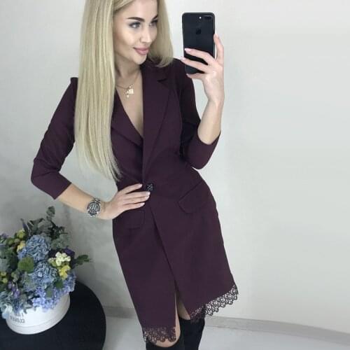 Women Vintage Lace Patchwork Pockets A-line Dress Long Sleeve Sexy V neck Solid Elegant Casual Mini Dress 2019 Winter New Dress