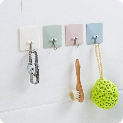 New 1Pc Home Bathroom Portable Robe Hook Traceless Square Wall Hook Cheap Price 4 Colors Available #238321