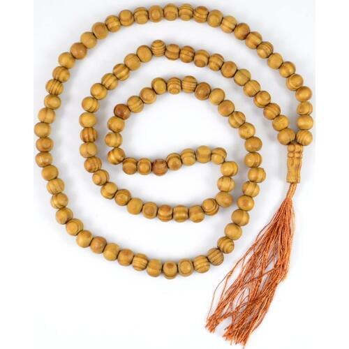 10mm tassel Pine wood MALA PRAYER BEADS 108 beads Buddhism Hinduism and Yoga necklace fashion jewelry