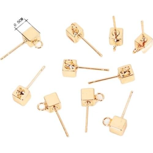 10pcs Imitation Pearls Square Stud Earrings Making Accessories Can Hanging Pendants Women Girls DIY Jewelry Findings Wholesale