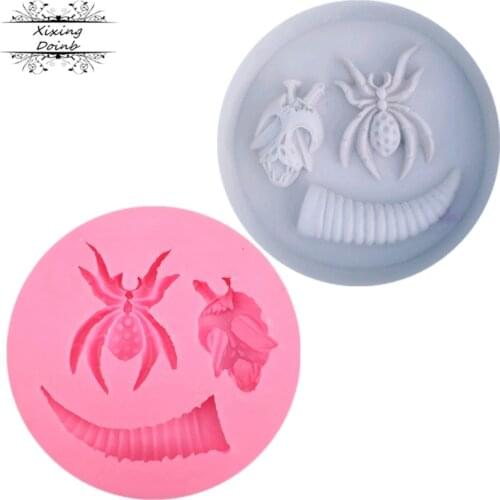 3D skull spider silicone cake mold Soft Candy Mold DIY Halloween Party Cake Decoration Tool kitchen pastry baking tool