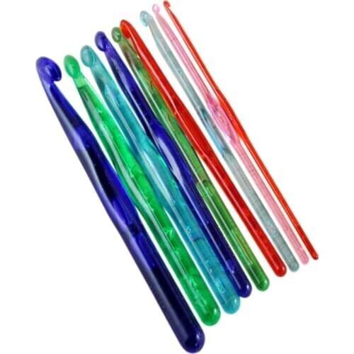 9pcs/set Plastic Crocheting Acrylic Crochet Hooks Needles 3mm,4mm,5mm,6mm,7mm,8mm,9mm,10mm,12mm wholesale Drop Shipping