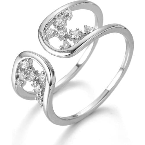 Hollow Out Cubic Zirconia Ring Stylish Charm Adjustable Couple Wedding Rings Women Ring Give Girlfriend Birthday Gift Jewelry