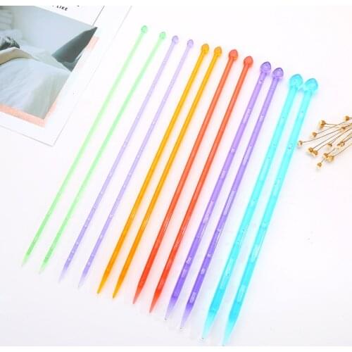 Free shipping Colorful Single-pointed acrylic knitting needles 25,35cm 7 pairs size 4-10mm for DIY crafts knitting needlework