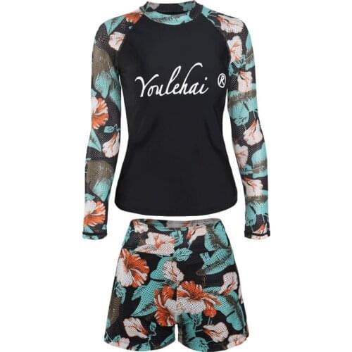 2 PCs/Set Fast Dry Swimwear Girls Long Sleeve Surfing Suits Women Breathable Swimsuits Pool Beach Surfing Wear Short Pants