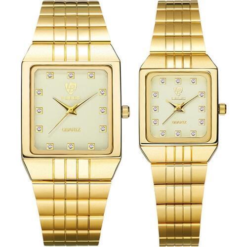 Quartz Watches Men Women Golden Watch Brand Luxury Bracelet Wrist Watches Golden Steel Female Male Clock Relogio Masculino 8808