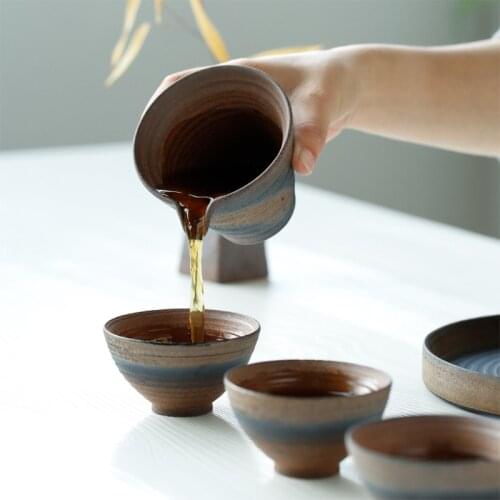 Tea bowl ceramic tea cup Japanese rough pottery small tea cup coffee Chinese Kung Fu cup wine set tea set handicraft gift