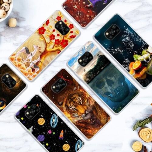 Case For POCO X3 NFC Phone Cover Back Fitness Silicone Bumper And Softness TPU With Happy Town Series