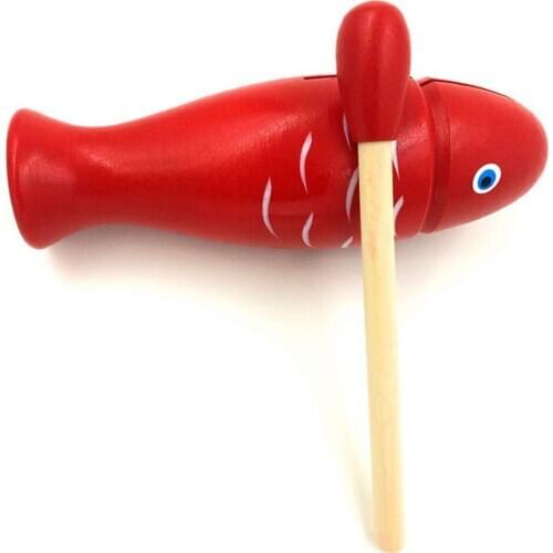 Children Wooden Fish Percussion Instrument Toy Fish Shaped Musical Instrument Music Learning Educational Musical Instrument Toy