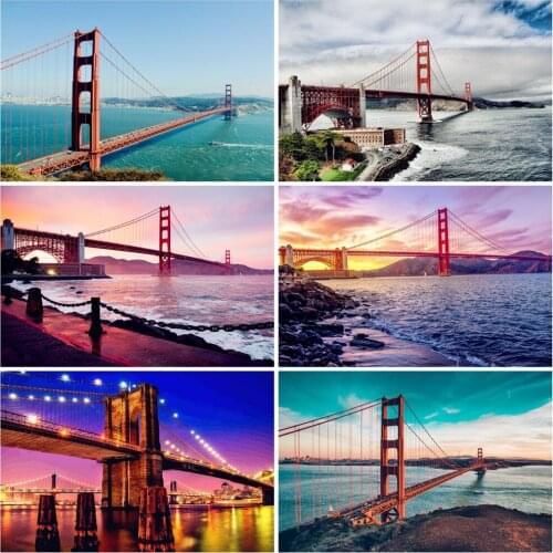 EverShine 5D DIY Diamond Painting Landscape Mosaic Art Kits Diamond Embroidery Bridge Cross Stitch City Pictures Wall Art