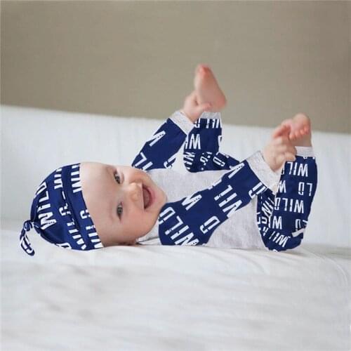 0-24 Months Cotton Newborn Baby Boys Clothes Set Letter Long sleeve T-Shirt Tops+Pants+hat Baby Clothing Casual Infant Outfits