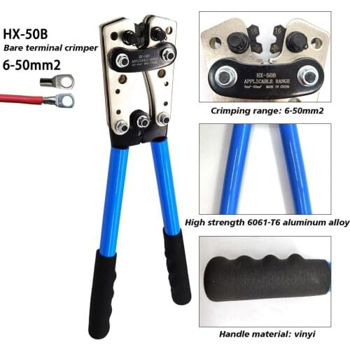 HX-50B cable crimpercable crimping tool wire crimper hand tool set ratchet terminal crimp pliers for 6-50mm²
