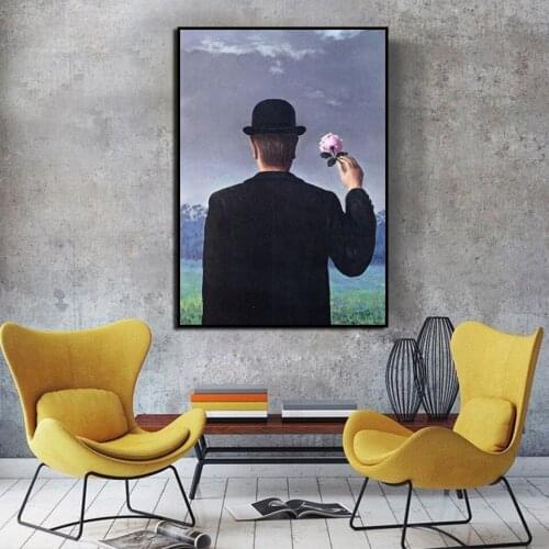 Rene Magritte Canvas Painting Surrealism Classic Artwork Reproduction Posters And Print Wall Art Picture For Living Room
