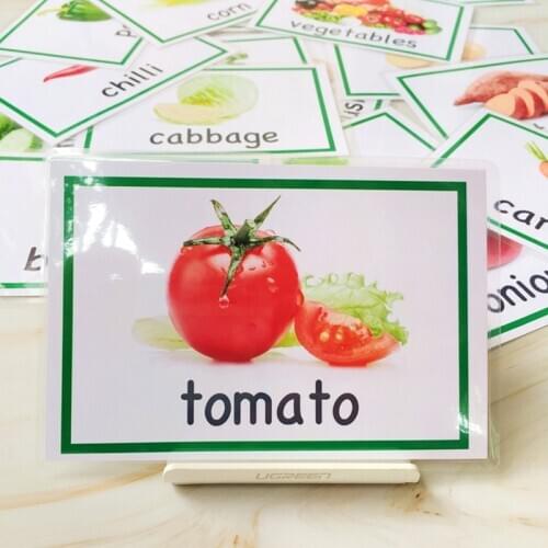 20pcs Vegetable Montessori English Learning Word Cards Baby Flash Cards Kindergarten Early Educational Toys Memory Game For Kids