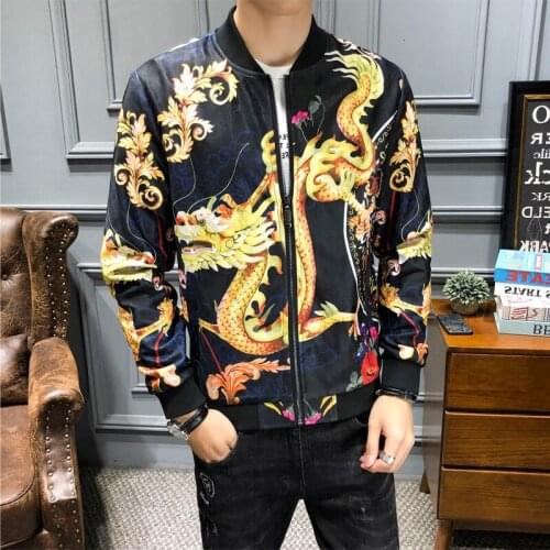 Chinese Style Hip Hop Bomber Men Clothing 2020 Streetwear Dragon Print Vintage Jacket Coat M-5XL Mens Jackets And Coats