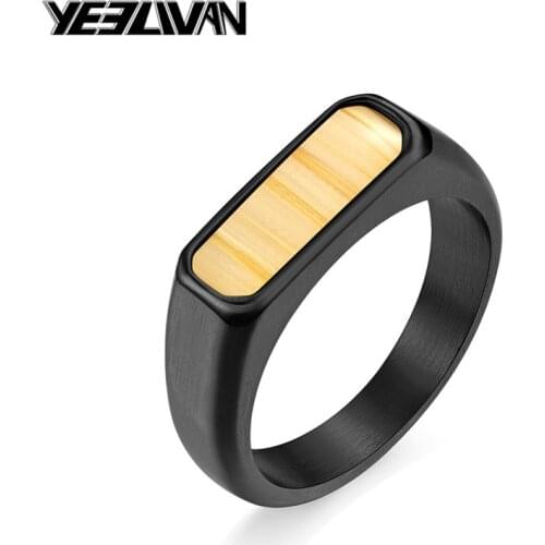 New Trend Stainless Steel Viking Jewelry Wood Ring Gold Black Silver Color Arrow Inlay Wedding Rings for Women Mens Accessories