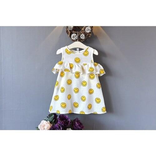 Summer 2020 Casual Cartoon Girls Dress Solid Kids Dresses For Girls High Quality Fashion Girl Clothes