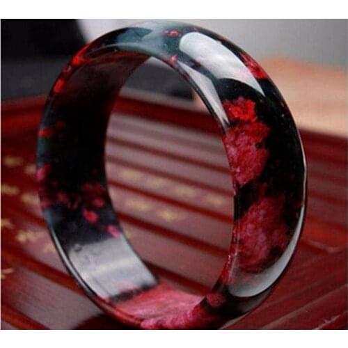 Hot Selling Natural Men Women Jade Bangle Bracelet Pink Balck Flower Gemstone Charm Fashion Jewellery
