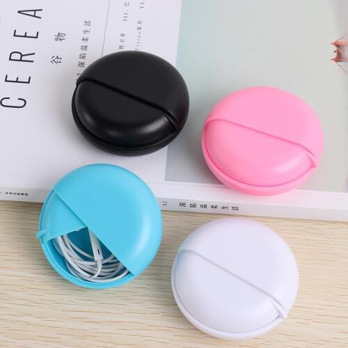 Multi-function Round Shaped All In Order Earphone Case Rotating Storage Jewelry Protective Wire Cable Organizer Data Line Box