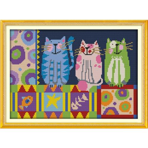 "Abstract painting cats " cross stitch kit 14ct 11ct count print canvas stitching embroidery DIY handmade needlework