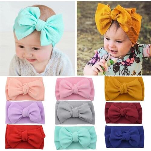 New Baby Accessories Boy Baby Girl Solid Bow Hairband Kids Headband Toddler Stretch Turban Girls Knot Head Wrap Kids Props Gifts