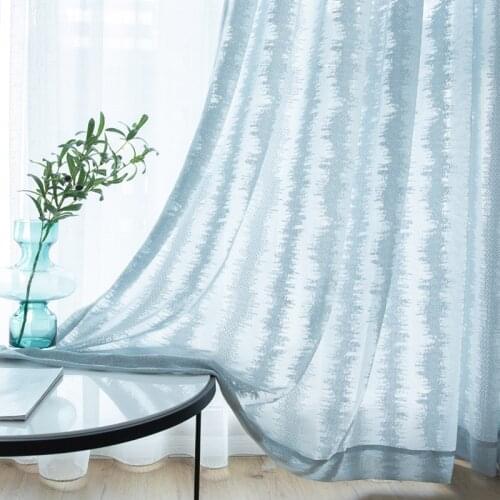 New Style Jacquard Design Tulle Curtains for Living Room Bedroom Stripe Voile Window Drapes for Home Decoration