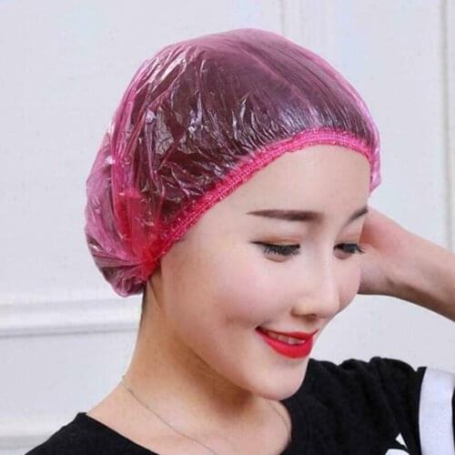 100Pcs/Lot Disposable Shower Caps Hotel One-Off Elastic Hairnet Catering Stretch Hat Spa Hair Salon Bathroom Products Bath Caps