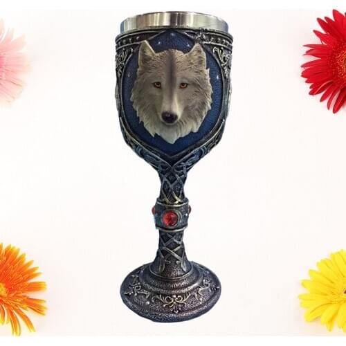 Personalized double-layer goblet wolf head goblet stainless steel spirit glass home dining table cup kitchen home decoration