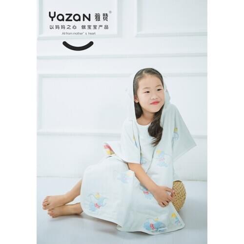 Yazan cotton Gauze6 Layers Hooded Beach Towel Cotton Baby Cape Towels Soft Poncho Kids Bathing Stuff For Babies Washcloth