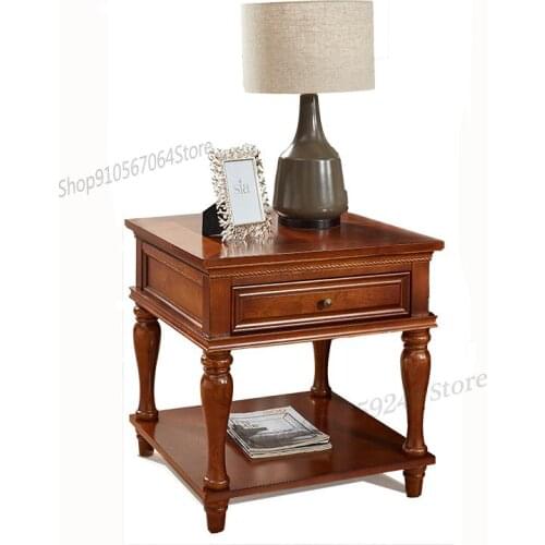 American Side Table Corner Table Small Coffee Table Solid Wood Small Apartment Sofa Square Table Modern Minimalist Square Living