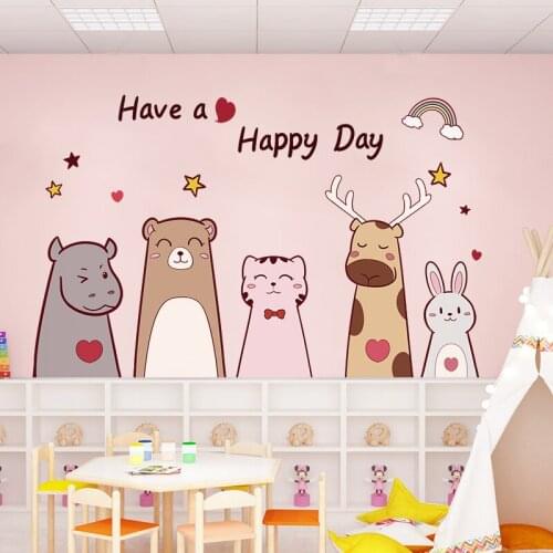 [shijuekongjian] Animals Wall Sticker DIY Cartoon Wall Decor Decals for Kids Bedroom Baby Room Nursery House Door Decoration