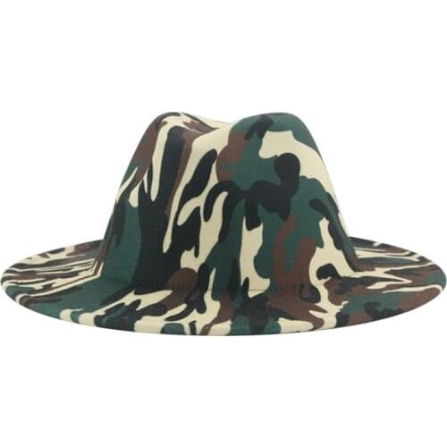 Fedora hats women men camouflage wide brim casual jazz cap print western cowboy luxury outdoor formal dress men women felted hat
