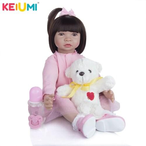 KEIUMI Princess Silicone Reborn Baby Dolls Lifelike 24 Inch 60CM Reborn Menina Dolls Toy Gift To Child Birthday