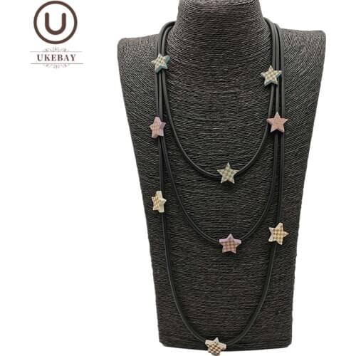 UKEBAY New Color Printing Star Pendant Necklace Women Big Statement Necklaces Rubber Necklace Jewelry Wedding Party Accessories