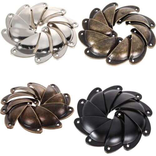 10 Pcs Vintage Cabinet Knobs Pull Handles Cupboard Door Cabinet Drawer Furniture Hardware Antique Brass Shell Pull Handles