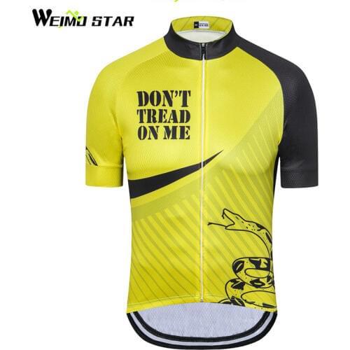 Weimostar Yellow Cycling Jersey Don't Tread On Me Cycling Clothing Breathable Bicycle Wear Clithes Pro Team MTB Bike Jersey Top