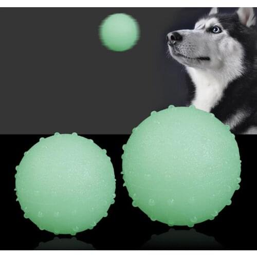 Funny Pet Ball Bite Resistant Solid Glow In The Dark Flexible Pet Teething Toy Pet Chew Ball For Dog Pet Supplies High Quality