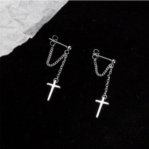 Dreamhonor Newest Design Fashion Style Retro Vintage Cross Chain Tassel Earrings For Woman Jewelry Accessories