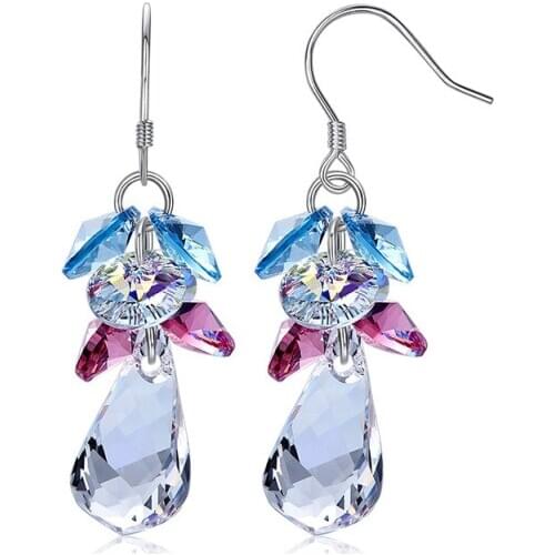 LEKANI Romantic Tassel Drop Earrings Crystals From Swarovski-Elements For Women Party Gifts Real S925 Silver Fine Jewelry