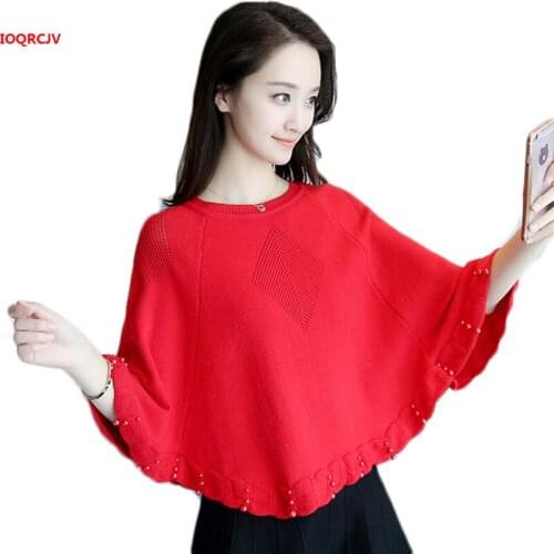 Bat Sleeve Pullover Spring Autumn Womens Shawl Cloak Knitted Sweater Large Size Loose Female Knit Outerwear Femmen Jumper W1026