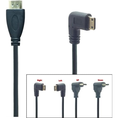 0.5M 90 Degree Angle Mini HDMI-compatible To HDTV Male M/M Cable Connector V1.4 For DSLR Video Camera LCD Monitor