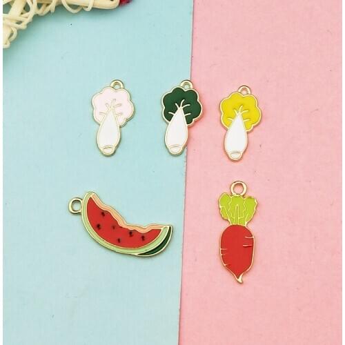 10pcs Drop Oil Pink Kettle Banana Metal Pendants Leisure Life Enamel Charms For Jewelry DIY Earrings Necklace Bracelet Dangle