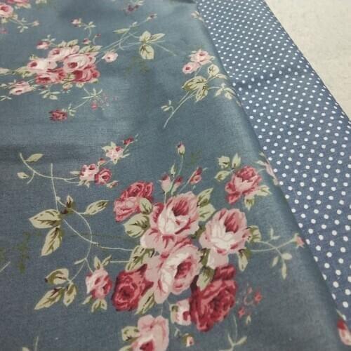 100% Cotton Fabric ViaPhil Rose Peony Flower & Polka Dot Printed Cotton Fabric DIY Patchwork Textile Tissue Home Clothing